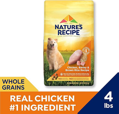 Nature′s Recipe Chicken, Barley & Brown Rice Recipe Dry Dog Food, 4 lb. Bag