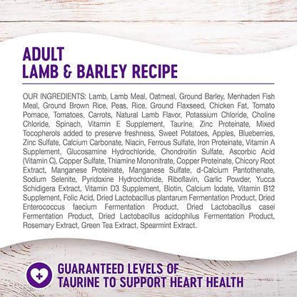 Wellness Complete Health Dry Dog Food with Grains, Made in USA with Real Meat & Natural Ingredients, All Breeds, Adult Dogs (Lamb & Barley, 30-lb) – With Nutrients for Immune, Skin, & Coat Support, 30.00 Pound (Pack of 1)