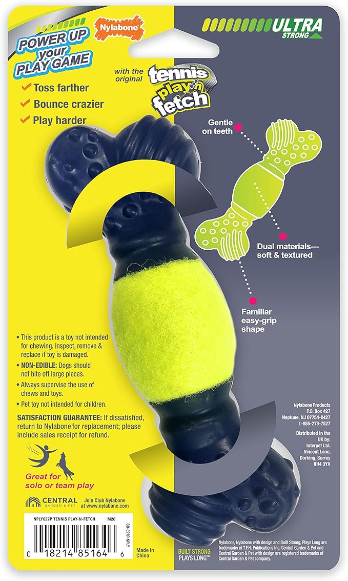 Nylabone Power Play Tennis Play 'n Fetch Interactive Dog Toy
