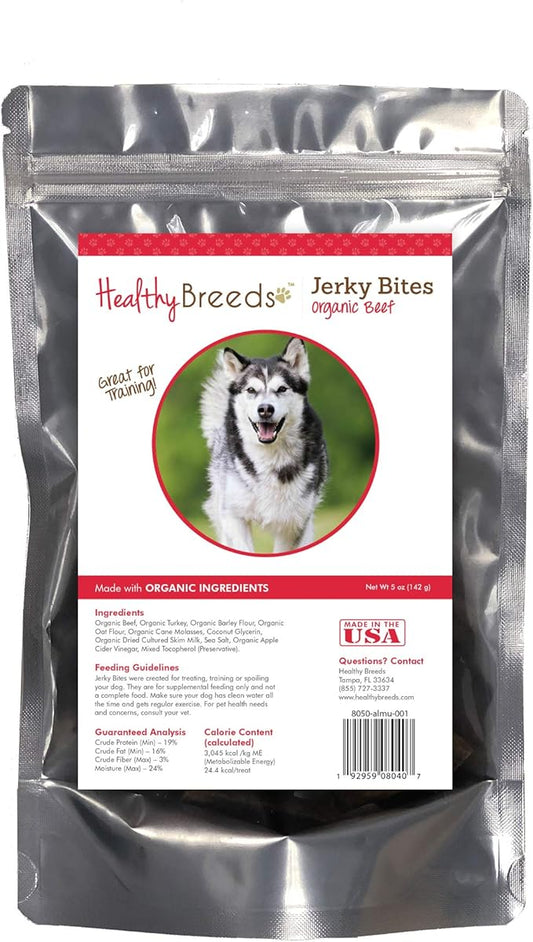 Healthy Breeds Alaskan Malamute Jerky Bites Beef Recipe Dog Treats 5 oz