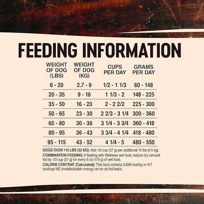 Wellness CORE Grain-Free High-Protein Dry Dog Food, Made in USA with Real Meat & Natural Ingredients, All Breeds, Adult Dogs (Turkey & Chicken, 26-lb) With Nutrients for Immune, Skin, & Coat Support
