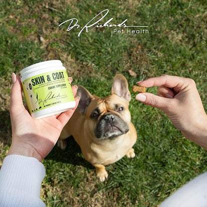 Dr. Richard's Skin & Coat Support for Dogs - Soft Chew Supplement Strengthens Skin Structure & Decreases Itching for Beautiful Healthy Coat, Improved Health & Comfort for All Adult Breeds