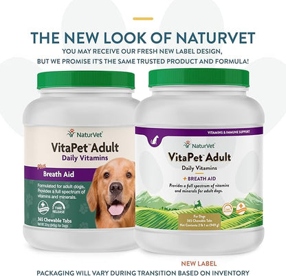 NaturVet Vita Pet Adult Plus Breath Aid Tablets -Time Release 365 ct