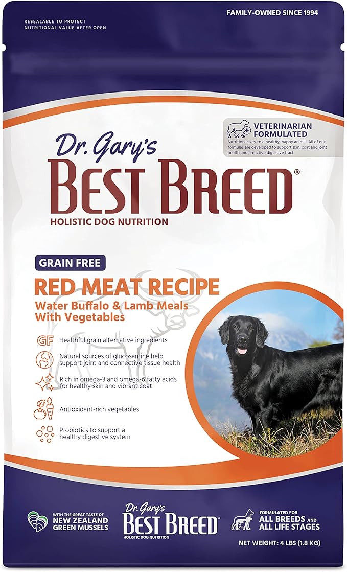 Best Breed Dr. Gary's Grain Free Red Meat Recipe Slow-Cooked in USA [Natural Dry Dog Food for All Breeds and Sizes] - 26lbs., Dark Brown