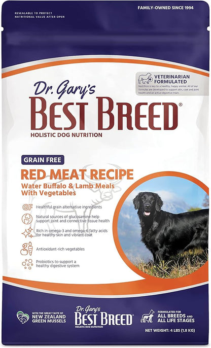 Best Breed Dr. Gary's Grain Free Red Meat Recipe Slow-Cooked in USA [Natural Dry Dog Food for All Breeds and Sizes] - 26lbs., Dark Brown