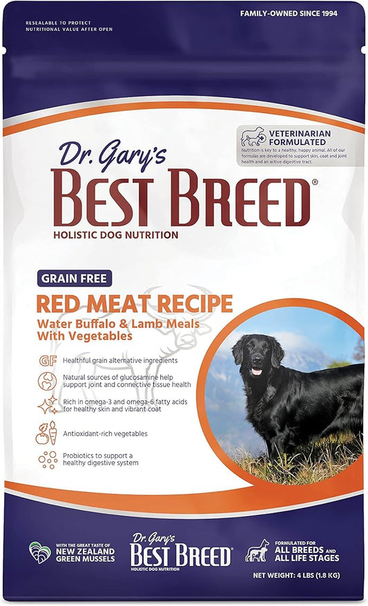 Best Breed Dr. Gary's Grain Free Red Meat Recipe Slow-Cooked in USA [Natural Dry Dog Food for All Breeds and Sizes] - 26lbs., Dark Brown