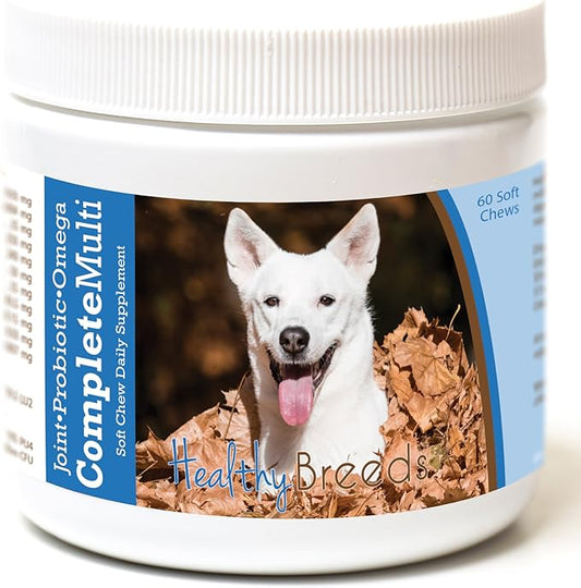Healthy Breeds Canaan Dog All in One Multivitamin - Complete with Probiotics, Glucosamine, Chondroitin & Omegas - 60 Soft Chewy Treats