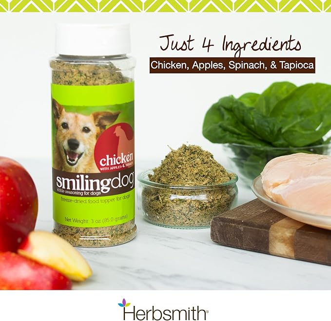 Herbsmith Kibble Seasoning – Freeze Dried Chicken – DIY Raw Coated Kibble Mixer - Dog Food Topper for Picky Eaters, 3 oz (Packaging May Vary)