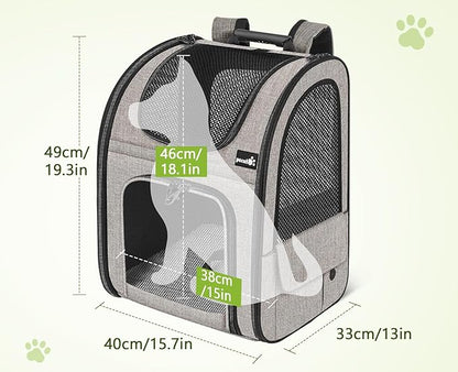 Pecute Pet Carrier Backpack, Large Cat Carrier Backpack, Expandable Cat Backpack with Breathable Mesh for Medium Large Cats, and Small Dogs, Dog Backpack Carrier for Travel Hiking Khaki