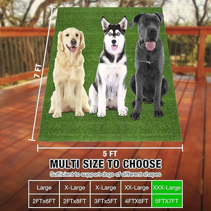 XXXL Artificial Dog Pee Grass Pad, 5FTX7FT Extra Large Fake Grass for Dog Potty Training, Indoor Outdoor Pets Turf Pee Pad Rug Balcony Patio