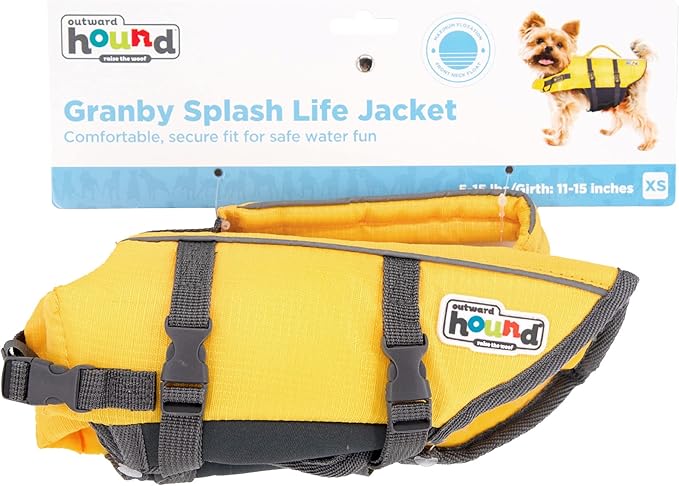 Outward Hound Granby Splash Yellow Dog Life Jacket, XS