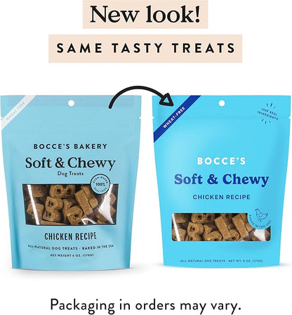 Bocce’s Bakery Oven Baked Chicken Recipe Treats for Dogs, Wheat-Free Everyday Dog Treats, Made with Real Ingredients, Baked in The USA, All-Natural Soft & Chewy Cookies, Chicken, 6 oz