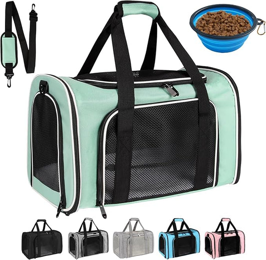 Dog Cat Carrier Pet Carriers for Small Medium Large Cats Dogs Carrier Soft Sided Small Puppy Dog Carrier Portable Foldable Airline Approved Dog Cat Travel Carrier Green Medium