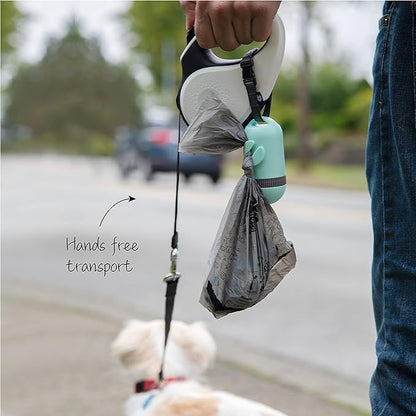 SVD.PET Dog Poop Bag Dispenser, Retractable Waste Bag Fits Any Dog Leash, Compostable Waste Bags, Poop Bag Holder, Dog Walking Accessory (Misty Jade)