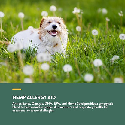 NaturVet Hemp Allergy Aid Supplement for Dogs, Hemp Seed, Antioxidants, Omegas, Dha & Epa for Healthy Skin & Respiratory Health, 120 Count