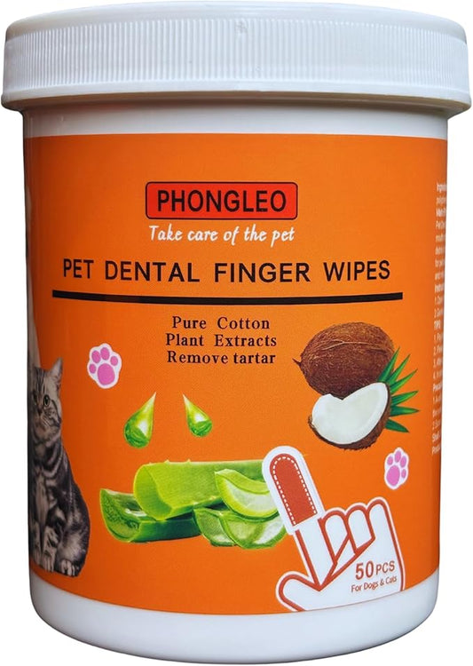 Dog Dental Wipes Dog Teeth Cleaning Wipes Toothbrush Finger Dog Treats Cat Treats Dog Toothpaste Dog Toothbrush Dog Bones Dog Products Dog Tooth Brushing Kit Cat Toothbrush Dog Treats 50 PCS