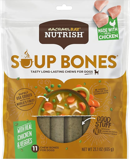 Nutrish Rachael Ray Chicken & Veggies 40 Pounds Dry Dog Food (Packaging May Vary) + Chicken Recipe 11 Count Soup Bones Bundle