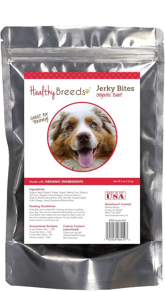 Healthy Breeds Australian Shepherd Jerky Bites Beef Recipe Dog Treats 5 oz