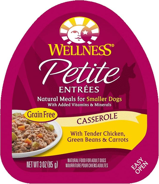 Wellness Petite Entrees Casserole Natural Grain Free Wet Small Breed Dog Food, Tender Chicken, 3-Ounce Cup