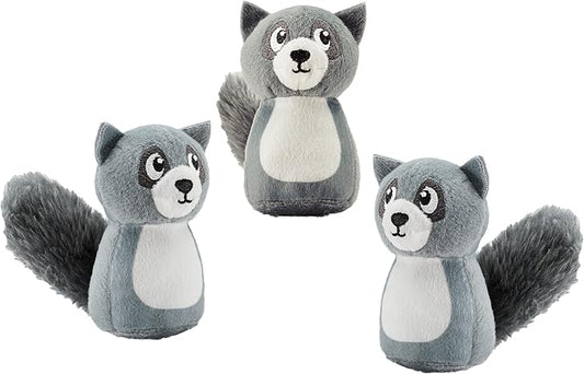 Outward Hound Squeakin' Racoon Hide A Puzzle Plush Replacement Dog Toys - 3 Pack
