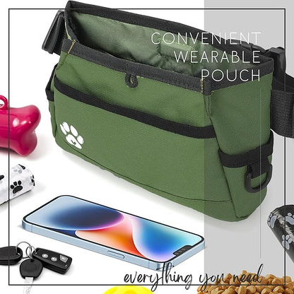 Dog Treat Pouches for Pet Training - Custom Design - Dog Treat Bag for Dog Training & Behavior Aids - Fanny Pack for Dog Walking Bag - Puppy Training Treat Pouch & Snacks Bag Pouch (Green)