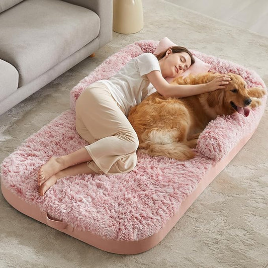Human Dog Bed for People Adults, Dog Bed for Humans Size Fits You and Pets, Washable Faux Fur Orthopedic Human Dog Bed for People,Dog Bed for Humans