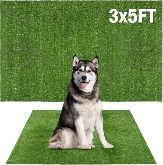 X-Large Dog Potty Grass Pad, 3FTx5FT Puppy Turf Pee Mat, Indoor Outdoor Pets Fake Grass Rug for Balcony Patio Yard