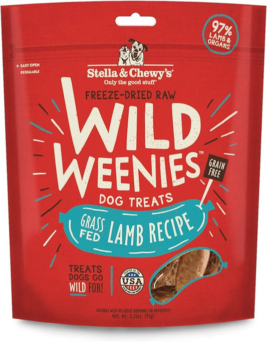 Stella & Chewy’s Freeze-Dried Raw Wild Weenies Dog Treats – All-Natural, Protein Rich, Grain Free Dog & Puppy Treat – Great for Training & Rewarding – Grass-Fed Lamb Recipe – 3.25 oz Bag