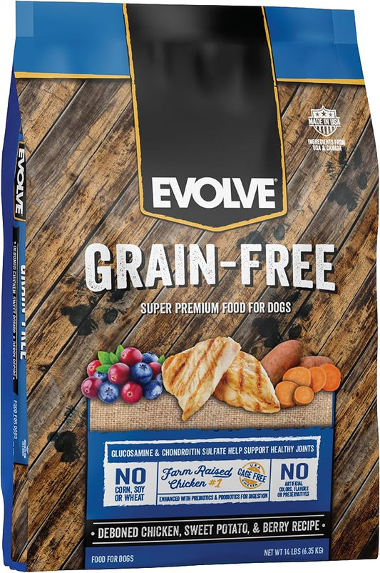 Evolve Grain Free Deboned Chicken, Sweet Potato & Berry Recipe Dry Dog Food, 14lb.