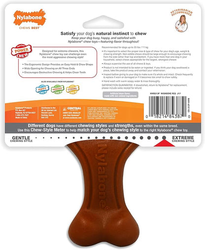 Nylabone Power Chew Ergonomic Hold & Chew Wishbone Chew Toy for Dogs, Indestructible Chew Toys for Aggressive Chewers, Bacon Flavor, Small - Up to 25 lbs. (1 Count)