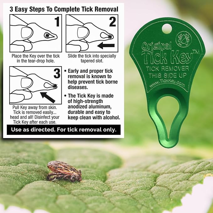 The Original Tick Key -Tick Detaching Device - Portable, Safe and Highly Effective Tick Detaching Tool - 3 Pack (Earth)