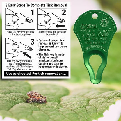 The Original Tick Key -Tick Detaching Device - Portable, Safe and Highly Effective Tick Detaching Tool - 3 Pack (Earth)