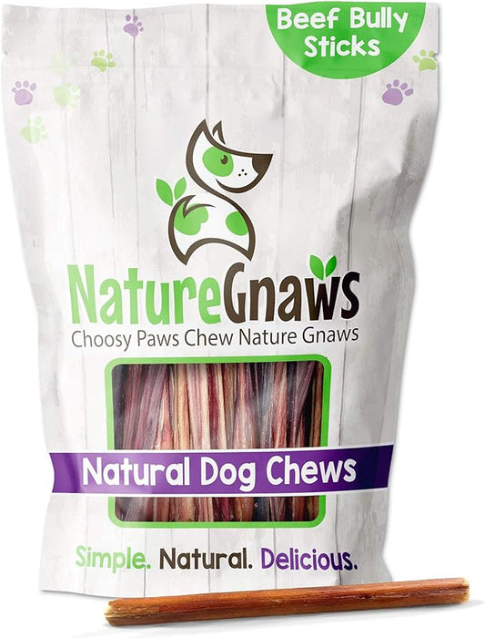 Nature Gnaws Small Bully Sticks for Dogs - Premium Natural Beef Dental Bones - Long Lasting Dog Chew Treats for Small Dogs & Puppies - Rawhide Free 15 Count (Pack of 1)
