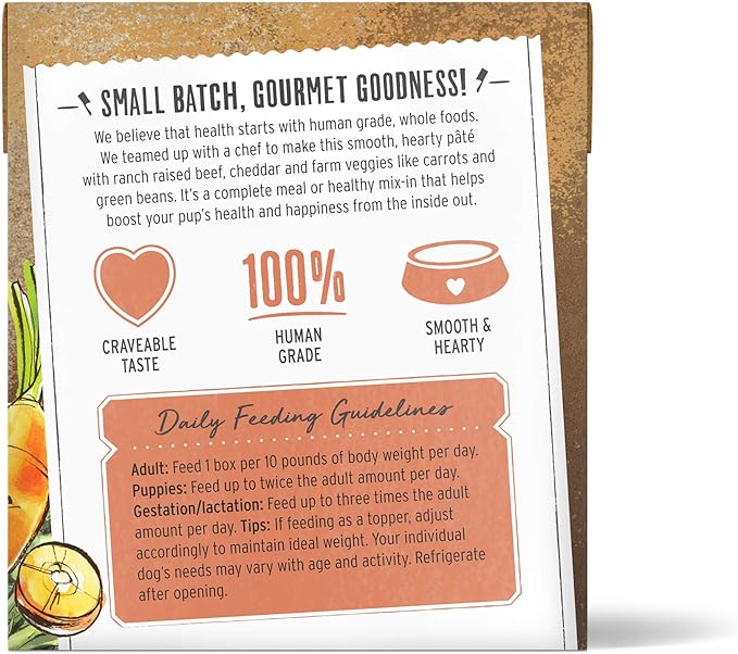The Honest Kitchen Butcher Block Pâté: Beef, Cheddar & Farm Veggies Wet Dog Food, 10.5 oz (Pack of 6)