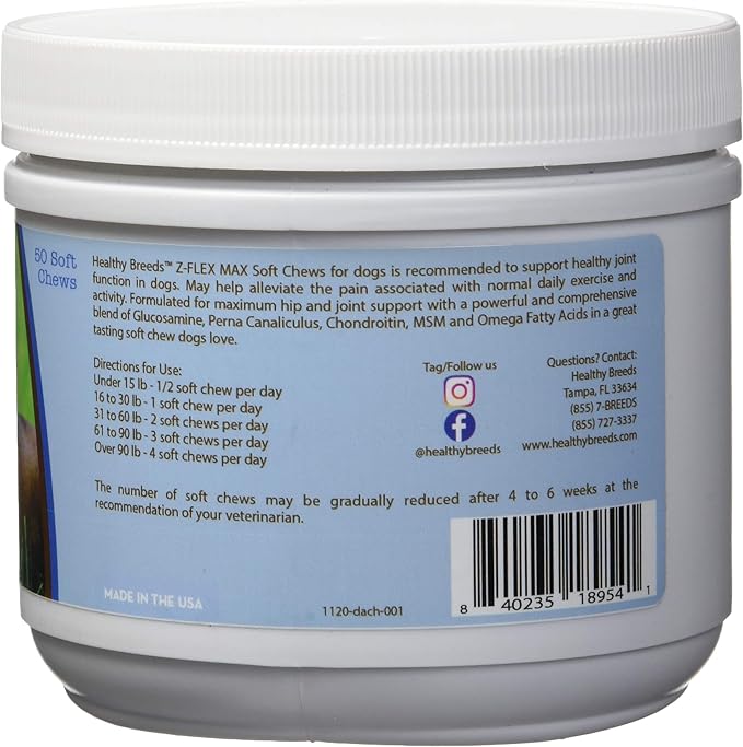 Healthy Breeds Dachshund Z-Flex Max Hip and Joint Soft Chews 50 Count