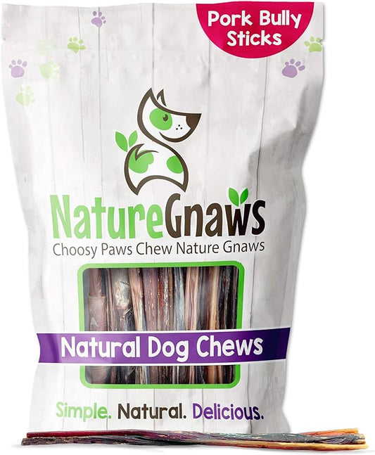Nature Gnaws Pork Bully Sticks for Dogs - Premium Natural Dental Bones - Long Lasting Dog Chew Treats for Small Dogs & Puppies - Rawhide Free 15 Count (Pack of 1)
