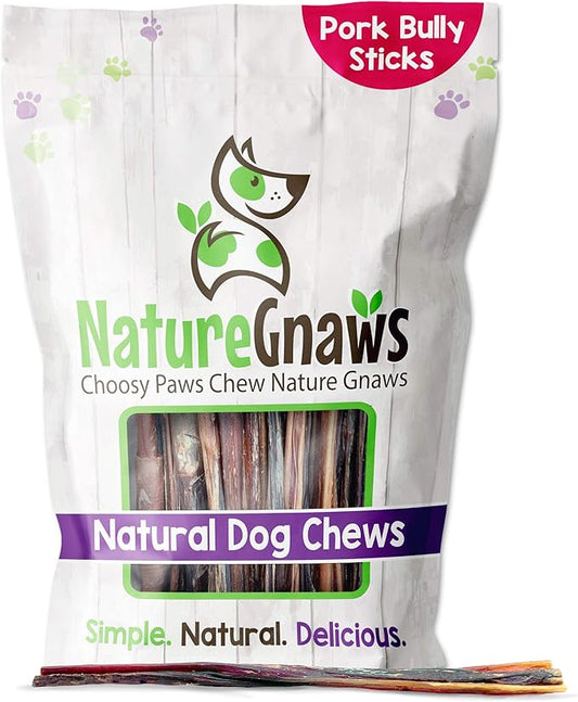 Nature Gnaws Pork Bully Sticks for Dogs - Premium Natural Dental Bones - Long Lasting Dog Chew Treats for Small Dogs & Puppies - Rawhide Free 15 Count (Pack of 1)