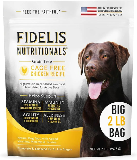 FIDELIS Freeze Dried Dog Food with Superfoods for Large Dog Breeds (32 oz) - Made in USA with Cage Free Chicken, Grain-Free, High Protein for Adult or Puppy