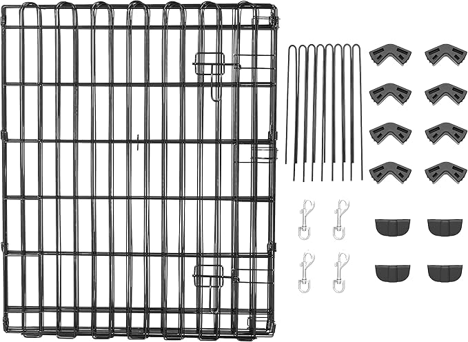 Amazon Basics - Octagonal Foldable Metal Exercise Pet Play Pen for Dogs, Fence Pen, Single Door, Small, 60 x 60 x 30 Inches, Black