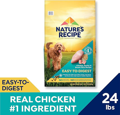 Nature’s Recipe Easy-to-Digest Chicken, Barley & Brown Rice Recipe Dry Dog Food, 24 lb. Bag