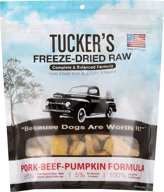 Tucker's Raw Frozen Freeze Dried Raw Dog Food, Pork, Beef & Pumpkin Formula 14oz