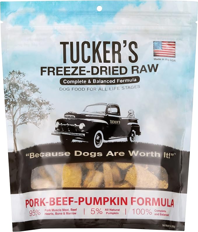 Tucker's Raw Frozen Freeze Dried Raw Dog Food, Pork, Beef & Pumpkin Formula 14oz