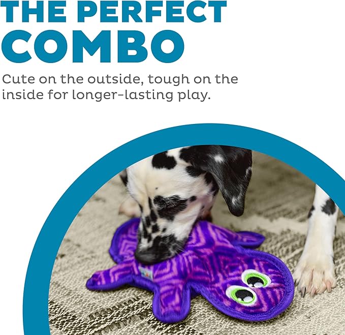 Outward Hound Durablez Tough Plush Squeaky Dog Toy, Gecko, Purple, Medium