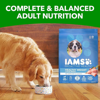 IAMS Adult Healthy Weight Control Large Breed Dry Dog Food with Real Chicken, 29.1 lb. Bag