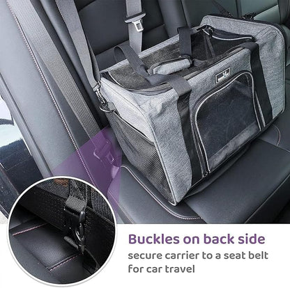 Dog Carriers for Small Dogs, Cat Carrier Travel, Expandable, Collapsible, 900D High density Oxford Cloth, Wear-Resisting, Anti Tearing, Reflective Tape,Safety Lock Zipper
