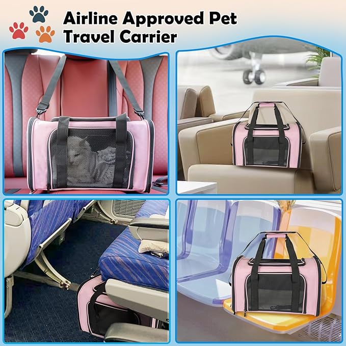 Dog Cat Carrier Pet Carriers for Small Medium Large Cats Dogs Carrier Soft Sided Small Puppy Dog Carrier Portable Foldable Airline Approved Dog Cat Travel Carrier Pink Large