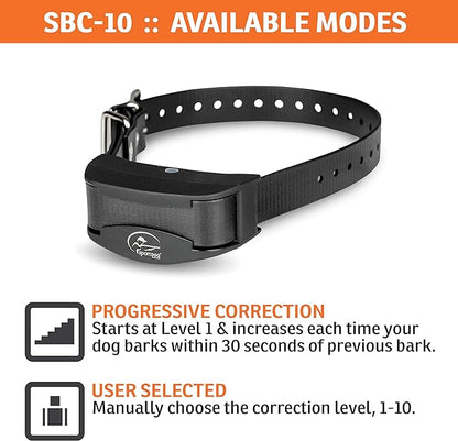 SportDOG Brand NoBark 10 Collar - Rechargeable, Programmable Bark Collar - Waterproof & Submersible, Black