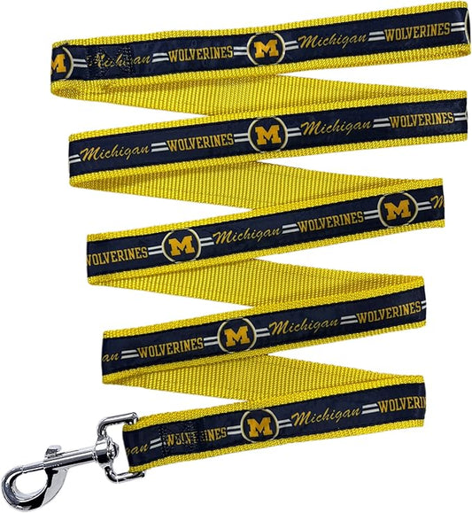 Pets First Collegiate Pet Accessories, Dog Leash, Michigan Wolverines, Medium