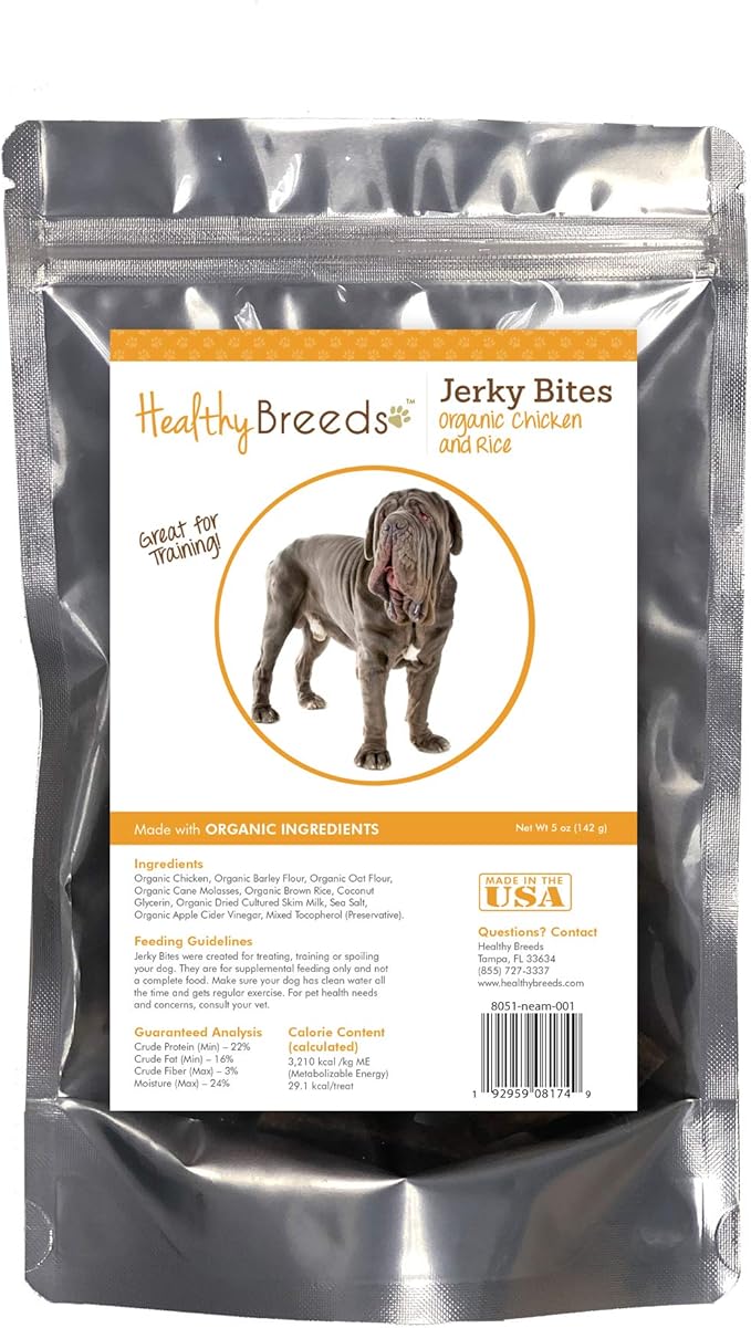 Healthy Breeds Neapolitan Mastiff Jerky Bites Chicken & Rice Recipe Dog Treats 5 oz