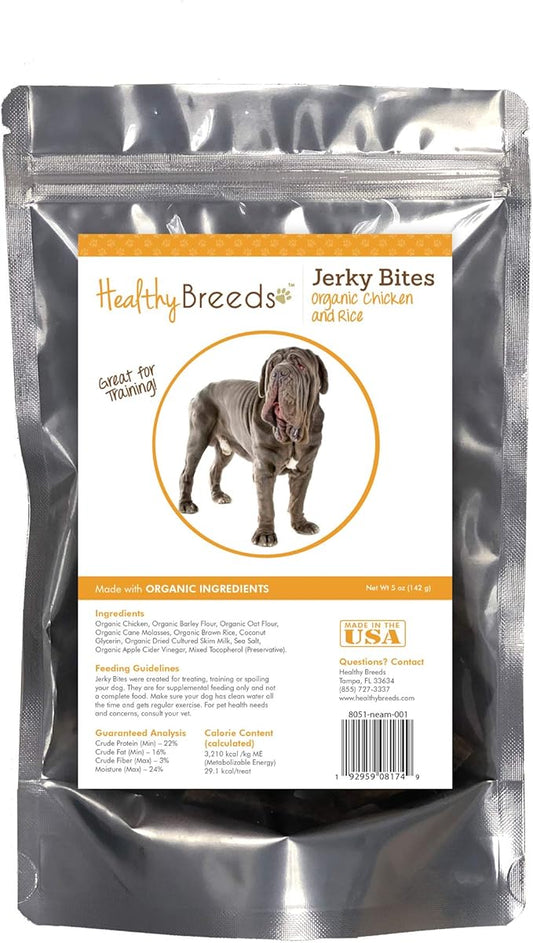 Healthy Breeds Neapolitan Mastiff Jerky Bites Chicken & Rice Recipe Dog Treats 5 oz